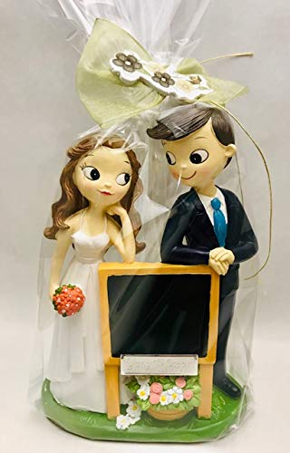 Figura GRABADA de boda novios pizarra para tarta pastel PERSONALIZADA siguientes amigos