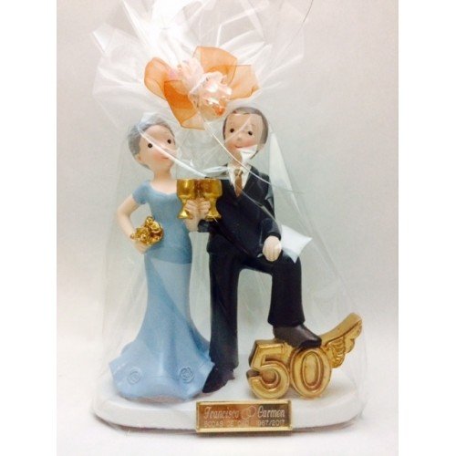 Figura pastel bodas de oro 50 aniversario GRABADA/figuras PERSONALIZADAS para tarta baratas
