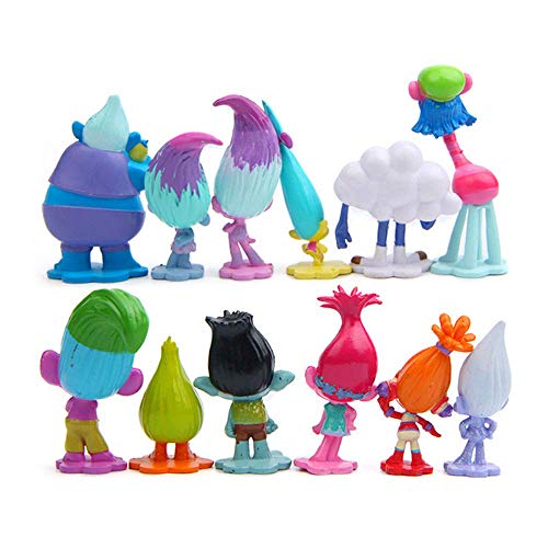 Figuras de troll de 3 a 7 cm, figuras de la película Muñecas Poppy Branch Biggie Pvc Trolls Figuras de acción Juguetes 12 piezas/b