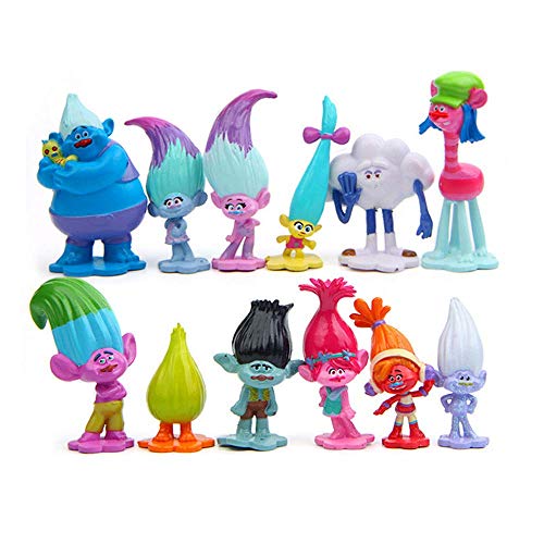 Figuras de troll de 3 a 7 cm, figuras de la película Muñecas Poppy Branch Biggie Pvc Trolls Figuras de acción Juguetes 12 piezas/b