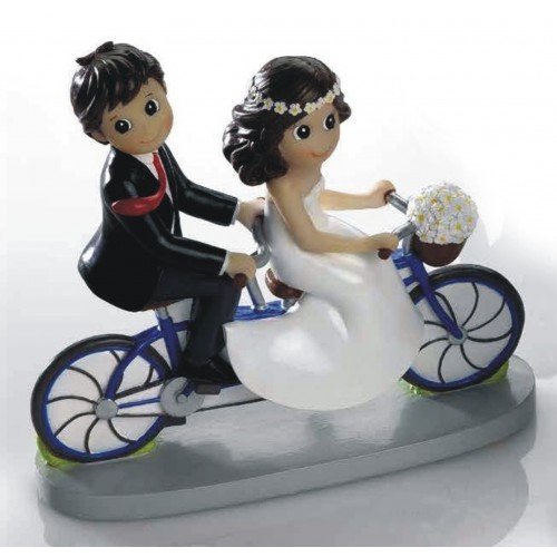 Figuras GRABADAS de boda novios tandem/bicicleta para tarta pastel PERSONALIZADA bici