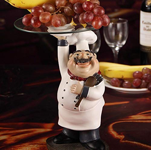 Figurillas Estatuas Estatua Estatuilla,Creative Cook Estatua Cena Plato Resina Decorativa Chef Figura De Cristal De Copa Pie De La Torta Servir Bandeja Frutas Frutas Vajilla Artículos Ornamentos Na