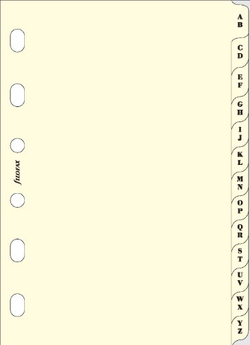 Filofax Pocket - Recambio para agenda de anillas, agenda telefónica, pestañas A - Z (2 letras por pestaña), color crema