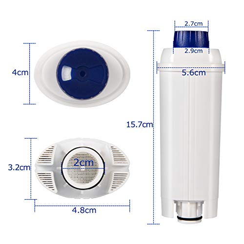 Filtro de Agua para Cafetera DeLonghi Filtro DLSC002 con Ablandador de Carbón Activado, Homegoo Filtro Compatible con De'Longhi ECAM, Esam, Etam, BCO, EC. (Paquete de 2)