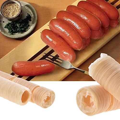 Findema 14M 26MM Tubo De Revestimiento La Máquina Hamburguesa Perro Cocinar Herramientas Tripas Comestibles Lazo Salami Carcasa Smokehouse Colágeno Asado Caliente Deshidratado Ahumado