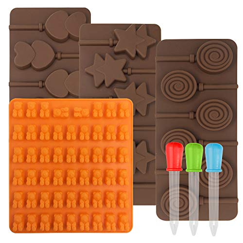 FineGood 4 moldes de chocolate para Lollipop, con 3 cuentagotas