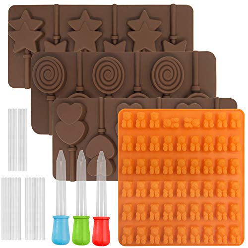 FineGood 4 moldes de chocolate para Lollipop, con 3 cuentagotas