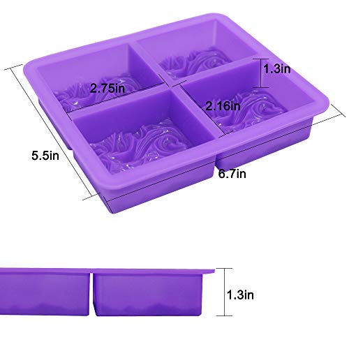 FineGood - Moldes de jabón de silicona para hacer jabón, moldes de jabón de ondas rectangulares de 4 cavidades para hornear magdalenas, magdalenas, magdalenas, pudines, pan, 5 unidades