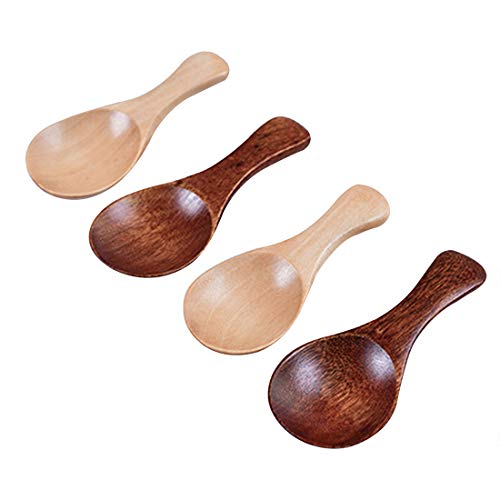 FineInno 4 Piezas Cuchara Madera Organizador Cocina Cuchara Sopera Pequeña Servir Wooden Spoons,11ml (4 Piezas Cuchara Madera)