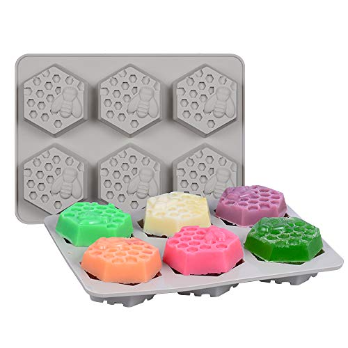 FineInno Panal Moldes Jabones Silicona Honeycomb Silicone Soap Molds Abeja Molde Tarta Baking Mold Bizcocho Galletas Repostería Helados Moldes (Panal Moldes Jabones)