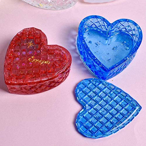 Finelnno Moldes Silicona Resin Mold Corazón Molde Resina Joyeria Silicone Mold Resina Epoxi DIY para Caja de Almacenamiento (1 Set)