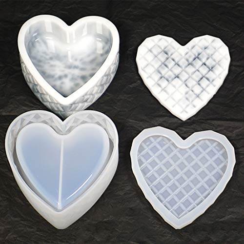 Finelnno Moldes Silicona Resin Mold Corazón Molde Resina Joyeria Silicone Mold Resina Epoxi DIY para Caja de Almacenamiento (1 Set)