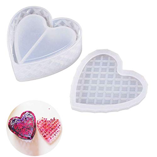 Finelnno Moldes Silicona Resin Mold Corazón Molde Resina Joyeria Silicone Mold Resina Epoxi DIY para Caja de Almacenamiento (1 Set)