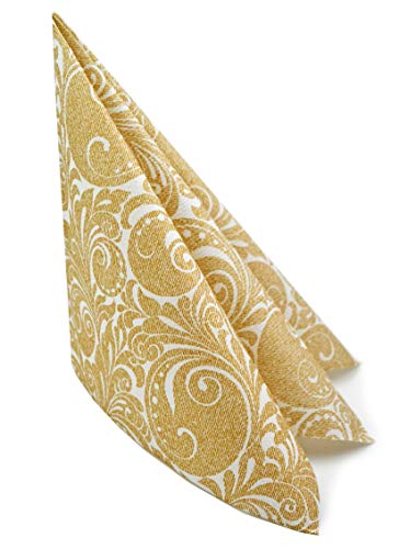 Finemark - Servilletas de papel con estampado en oro, 33 x 33 cm, 3 capas, pliegue 1/4, para bodas, cenas y cumpleaños, color dorado, 33 cm / 100 unidades