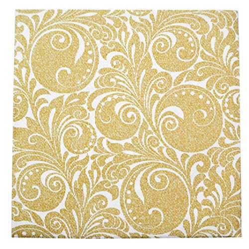 Finemark - Servilletas de papel con estampado en oro, 33 x 33 cm, 3 capas, pliegue 1/4, para bodas, cenas y cumpleaños, color dorado, 33 cm / 100 unidades