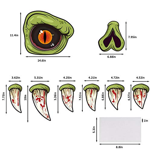 FINGOOO Decoración de Halloween al aire libre, cara de monstruo, puerta de garaje, arco de entrada de coche, decoración de fiesta