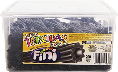 Fini Regaliz Sabor Original - Super torcidas, regaliz negro, 200 piezas