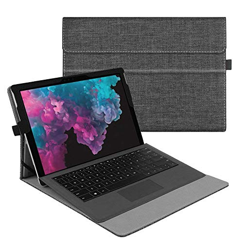 Fintie Funda para Microsoft Surface Pro 7 (2019) /6/5/4/3 - Múltiples Ángulos Carcasa de Tela con Soporte Compatible con Teclado Type Cover(Teclado No Incluido), Tela Gris Marengo