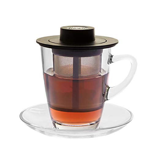 finum HORECA SYSTEM - Taza de cristal con filtro permanente de acero inoxidable fino (plato y filtro, 250 ml)