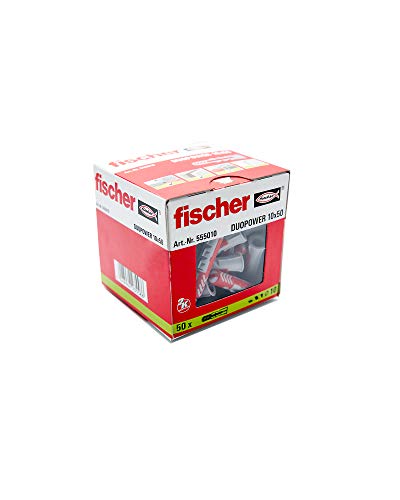 FISCHER Taco Duopower 10X50 / (Caja de 50 Uds), 555010, Gris y Rojo, 0, Set Piezas