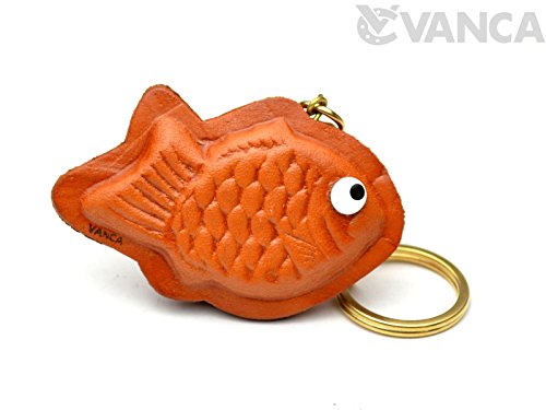 Fish Shaped Pancake Leather Japanese Style KH Keychain VANCA CRAFT-Collectible keyring Made in Japan