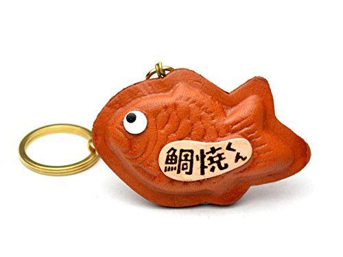 Fish Shaped Pancake Leather Japanese Style KH Keychain VANCA CRAFT-Collectible keyring Made in Japan