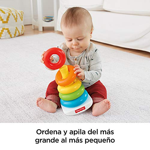 Fisher-Price - Pirámide balanceante, juguetes bebe 6 meses (Mattel N8248)