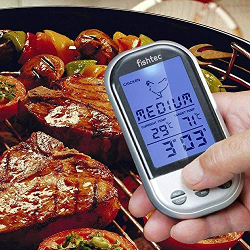 FISHTEC ® Con termómetro de Cocción Inalámbrico - Horno y barbacoa - Temporizador y alarma