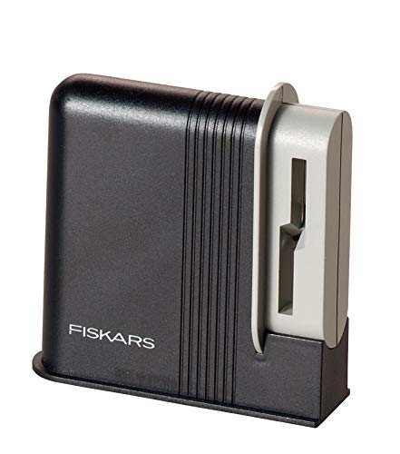 Fiskars Afilador de tijeras, para Tijeras para diestros, Afilador de cerámica/Cubierta de plástico, Negro/Gris, Clip-Sharp 1000812