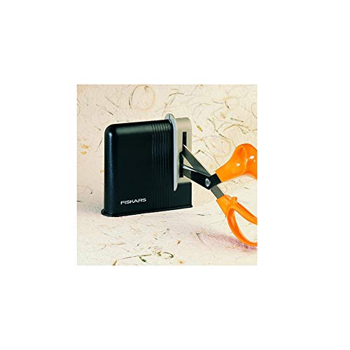 Fiskars Afilador de tijeras, para Tijeras para diestros, Afilador de cerámica/Cubierta de plástico, Negro/Gris, Clip-Sharp 1000812