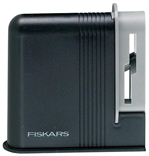 Fiskars Afilador de tijeras, para Tijeras para diestros, Afilador de cerámica/Cubierta de plástico, Negro/Gris, Clip-Sharp 1000812