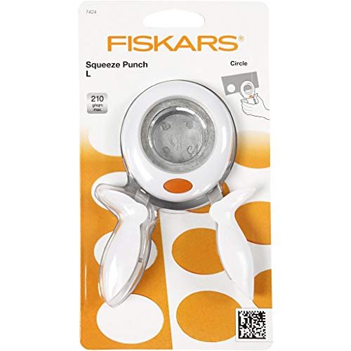 Fiskars Alicates perforadoras, Círculo, Ø 3,8 cm, Para diestros y zurdos, Acero de calidad/Plástico, Blanco/Naranja, L, 1003889