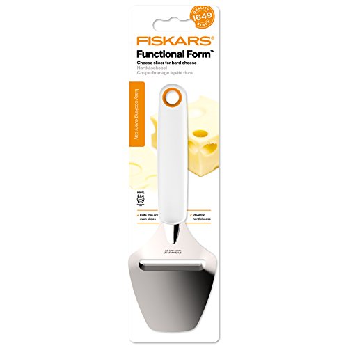 Fiskars Cortador de queso curado, Acero inoxidable/Plástico, Ancho de corte: 6 cm, Functional Form, Blanco, 1016129