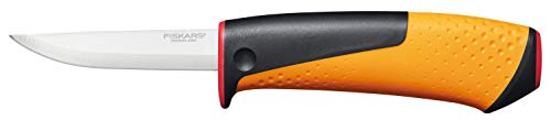 Fiskars Cuchillo para artesanía, Incluye funda con afilador, 20,9 cm, Negro/Naranja/Rojo, 1023620