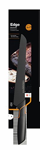 Fiskars Cuchillo para pan, Diseño moderno, Longitud total: 35 cm, Acero de calidad/Plástico, Edge, 1003093