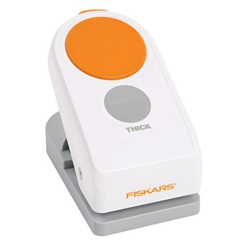 Fiskars Perforadora de Figuras, Círculo, Ø 5 cm, Para diestros y zurdos, Acero de calidad/Plástico, Blanco/Naranja, Power, XL, 1020498