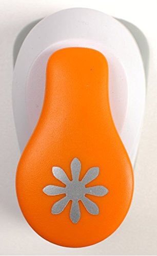 Fiskars Perforadora de figuras, Margarita, Ø 1,9 cm, Para diestros y zurdos, Acero de calidad/Plástico, Blanco/Naranja, Lever Punch, S, 1004643