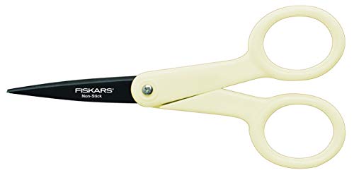 Fiskars Tijeras antiadhesivas Micro-Tip - 12 cm, para diestros y zurdos, Blanco, 1004682