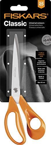 Fiskars Tijeras Profesionales, Longitud: 25 cm, para diestros, Hoja de acero inoxidable/Mangos de plástico, Naranja, Classic, 1005151