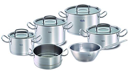 Fissler original-profi collection / Juego de ollas de acero inoxidables, compuesto por 6 piezas, con tapas de vidrio, apta para cocinas de inducción, gas, vitrocerámica y eléctricas