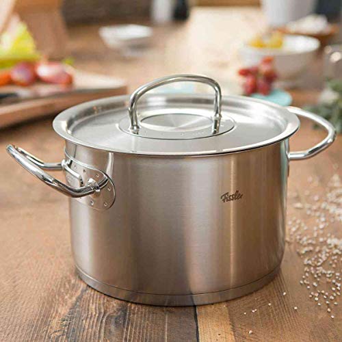 Fissler original-profi collection / Olla alta de acero inoxidable (5,2 litros, Ø 20 cm) con tapadera de vidrio, apta para cocinas de inducción, gas, vitrocerámica y eléctricas