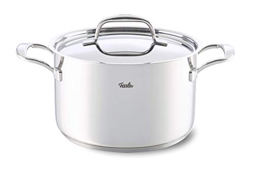 Fissler riva / Juego de ollas de acero inoxidable, 5 piezas (3 ollas de cocción, 1 rustidera, 1 cazo) con tapadera de metal, apto para inducción