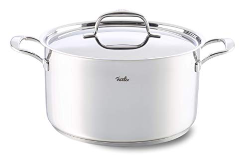 Fissler riva / Juego de ollas de acero inoxidable, 5 piezas (3 ollas de cocción, 1 rustidera, 1 cazo) con tapadera de metal, apto para inducción