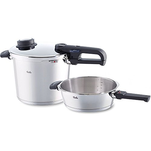 Fissler vitavit premium / Juego de ollas a presión (6 + 2,5 litros, 22 cm) de acero inoxidable, 2 niveles de cocción, apta para cocinas de inducción, gas, vitrocerámica y eléctricas