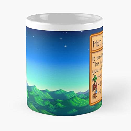 FitinC Hot Chocolate Cute Valley Stardew Best Mug Tiene 11oz de Mano Hechas de cerámica de mármol Blanco