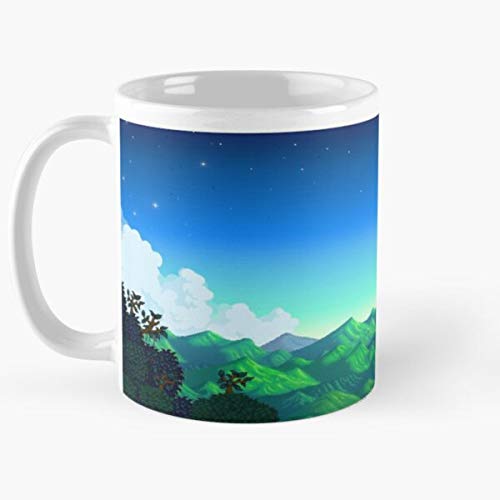 FitinC Hot Chocolate Cute Valley Stardew Best Mug Tiene 11oz de Mano Hechas de cerámica de mármol Blanco