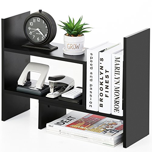 FITUEYES Estantería Organizador de Escritorio DIY Madera Negro Librería Estante de Sobremesa para Oficina Casa 68x17x39cm DT306801WB