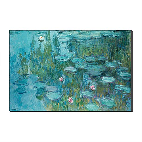 Five-Seller Arte De Pared Grande Lirios De Agua Y Puente Japonés por Claude Monet Lienzo Cuadros Famosos Reproducción De Arte Impreso En Lienzo Arte para Decoraciones para El Hogar (60_x_90_cm)