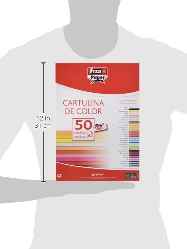 Fixo Paper 11110356 – Paquete de cartulinas A4 – 50 unidades color rojo carmín, 180g