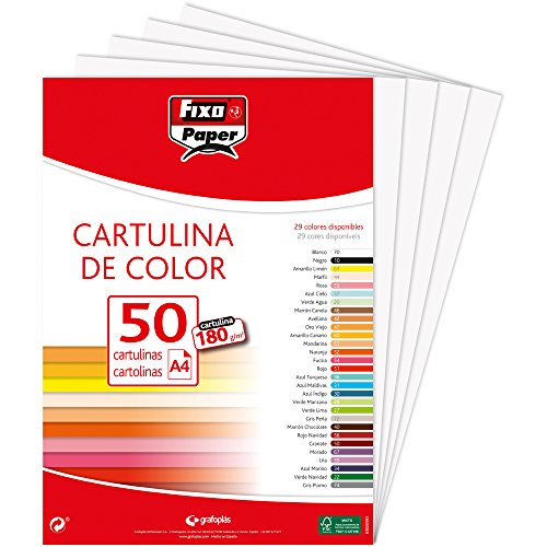 Fixo Paper 11110370 – Paquete de 50, cartulina blanca A4, 180g